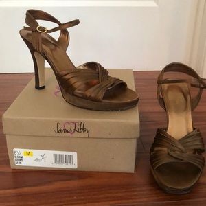 8.5 - SAM & LIBBY Copper Platform Sandal Heels